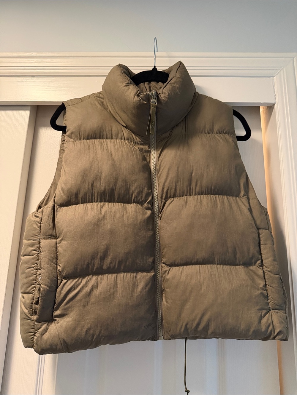 Madewell Cropped Olive Quilted Puffer Vest